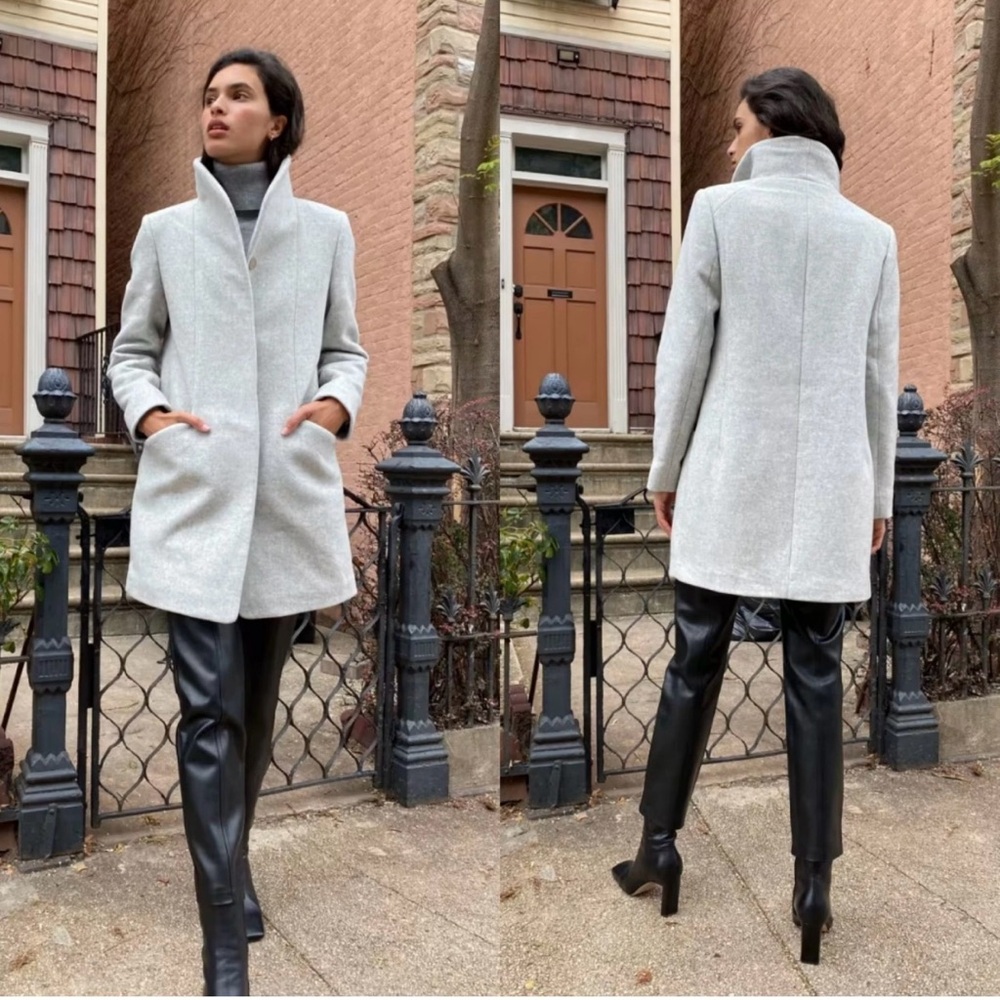 Aritzia Light Gray Wool-Blend Pea Coat